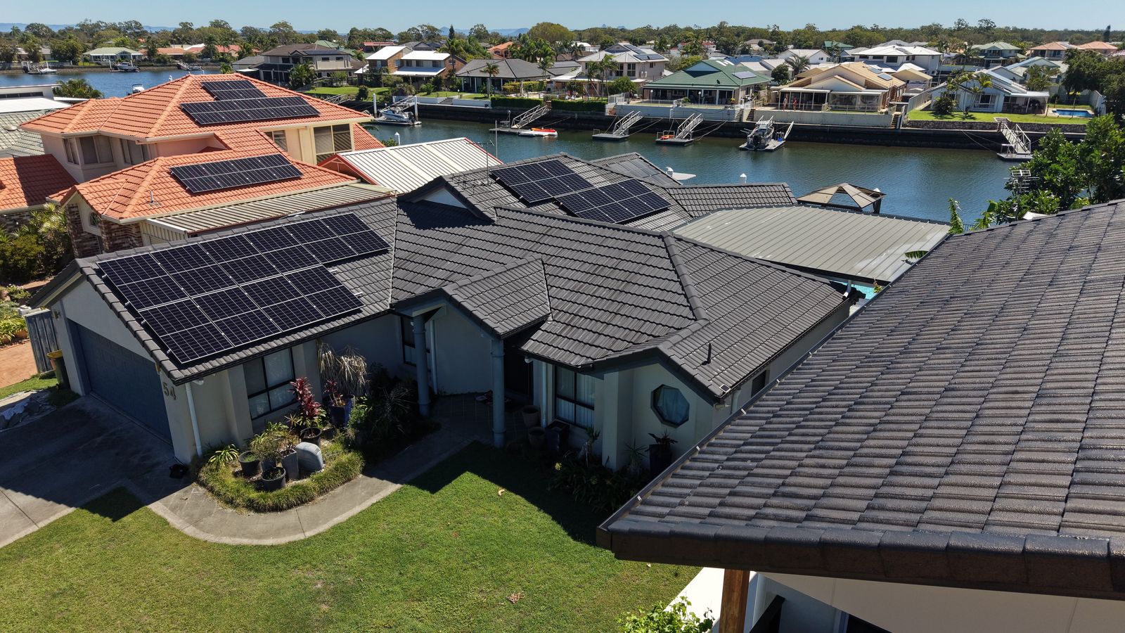 Solar panels on suburban home Birtinya