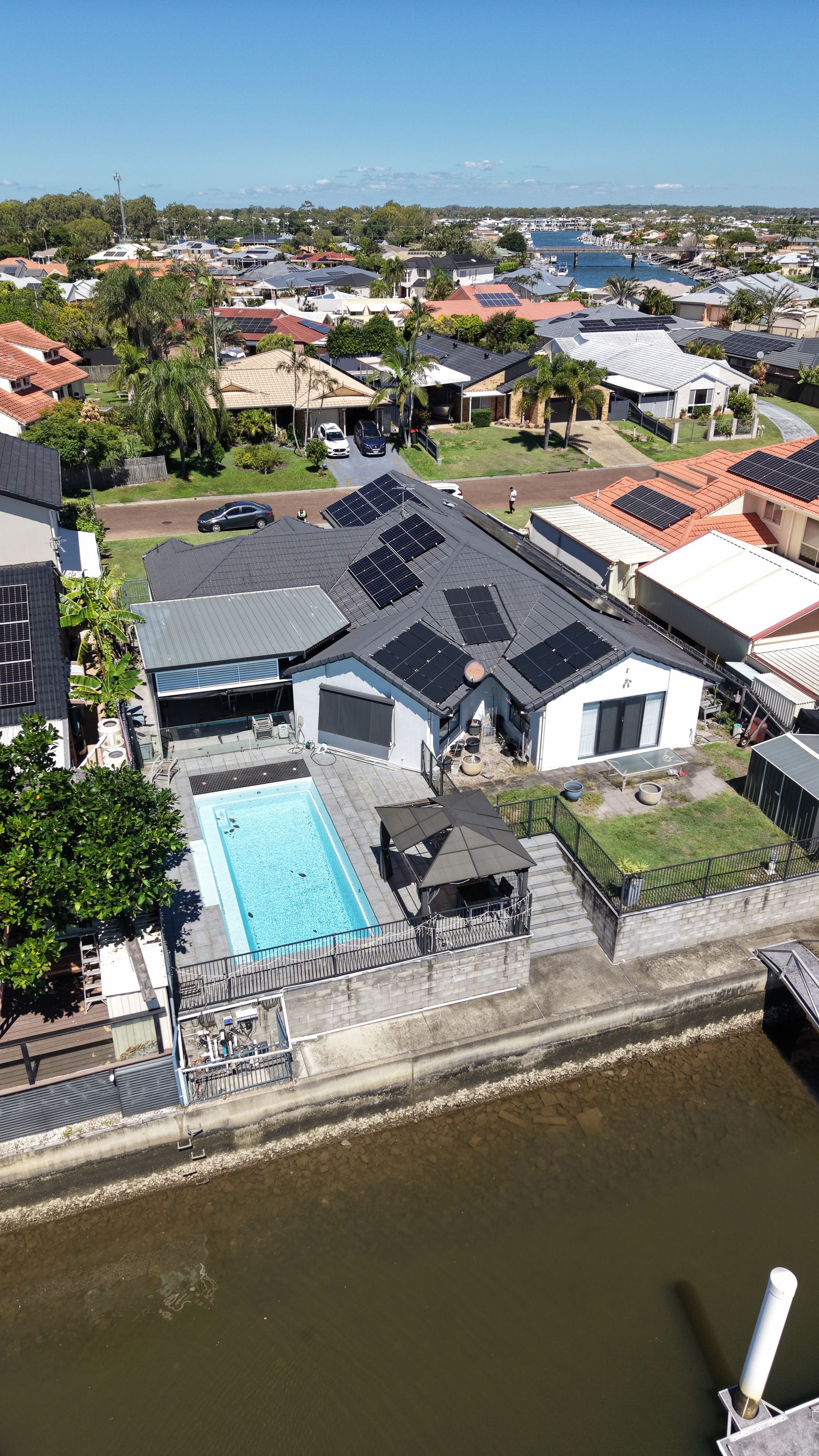 Drone view solar panels Redcliffe